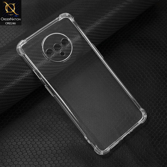 OnePlus 7T Cover - Transparent - Soft 4D Design Shockproof Silicone Transparent Clear Camera Protection Case