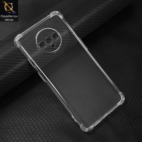 OnePlus 7T Cover - Transparent - Soft 4D Design Shockproof Silicone Transparent Clear Camera Protection Case