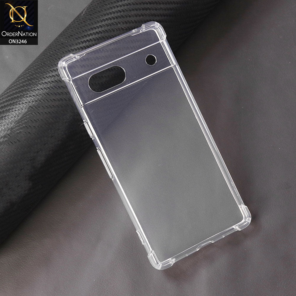 Google Pixel 6a Cover - Transparent - Soft 4D Design Shockproof Silicone Transparent Clear Camera Protection Case