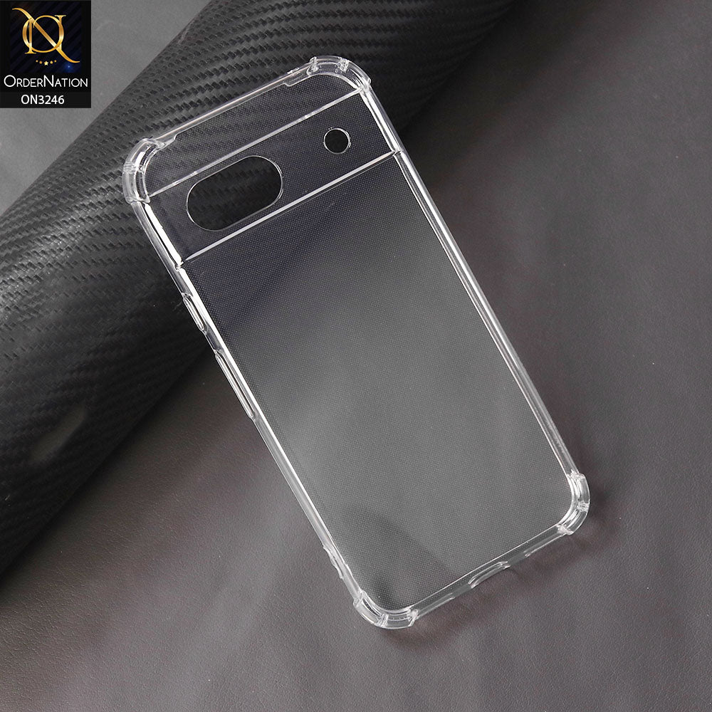 Google Pixel 8a Cover - Transparent - Soft 4D Design Shockproof Silicone Transparent Clear Camera Protection Case