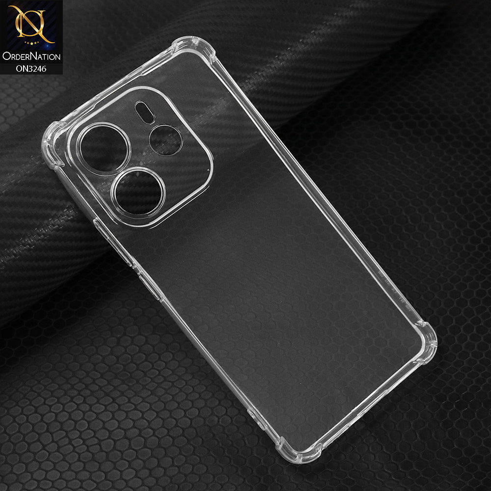 Xiaomi Redmi Note 14 4G Cover - Transparent - Soft 4D Design Shockproof Silicone Transparent Clear Camera Protection Case