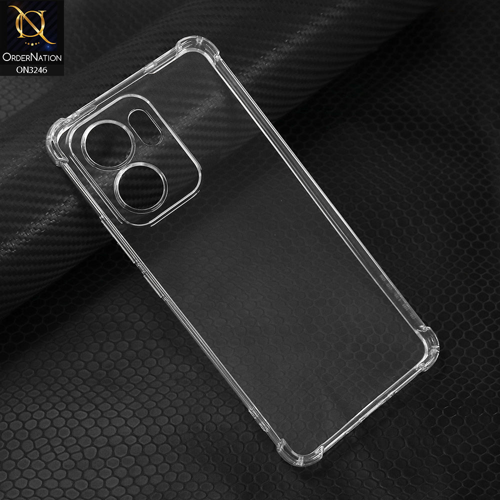 Oppo Reno 13F 5G Cover - Transparent - Soft 4D Design Shockproof Silicone Transparent Clear Camera Protection Case