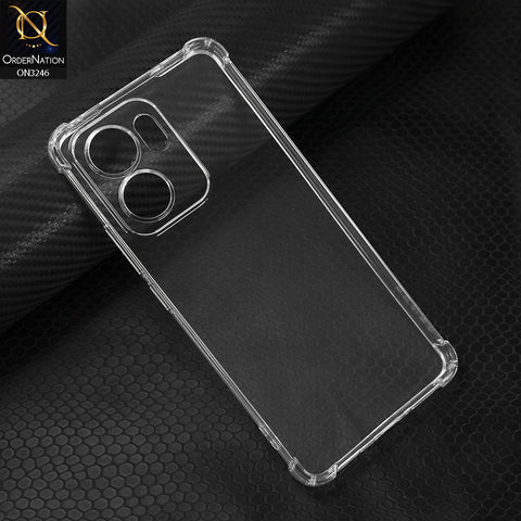 Oppo Reno 13F 5G Cover - Transparent - Soft 4D Design Shockproof Silicone Transparent Clear Camera Protection Case