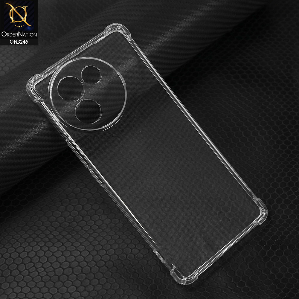 Vivo V30e Cover - Transparent - Soft 4D Design Shockproof Silicone Transparent Clear Camera Protection Case