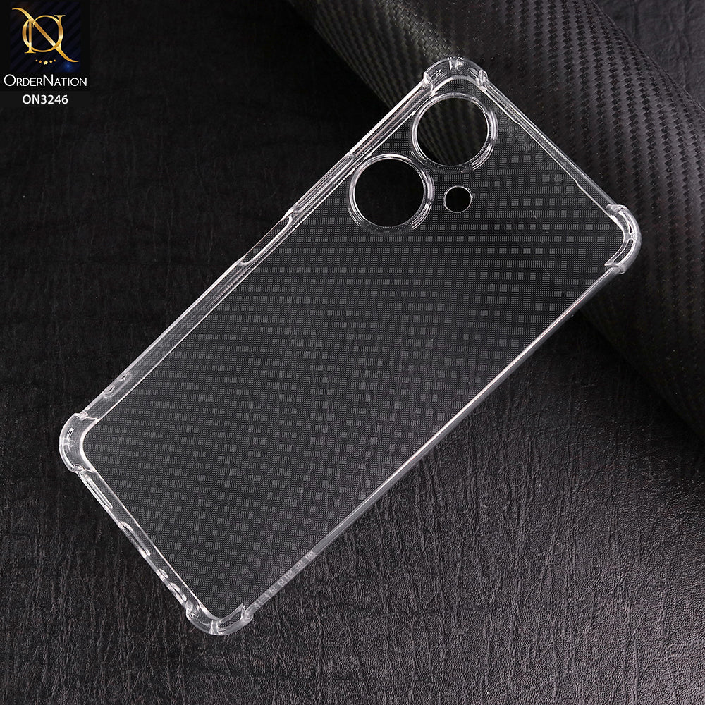 Vivo Y35m Plus Cover - Transparent - Soft 4D Design Shockproof Silicone Transparent Clear Camera Protection Case