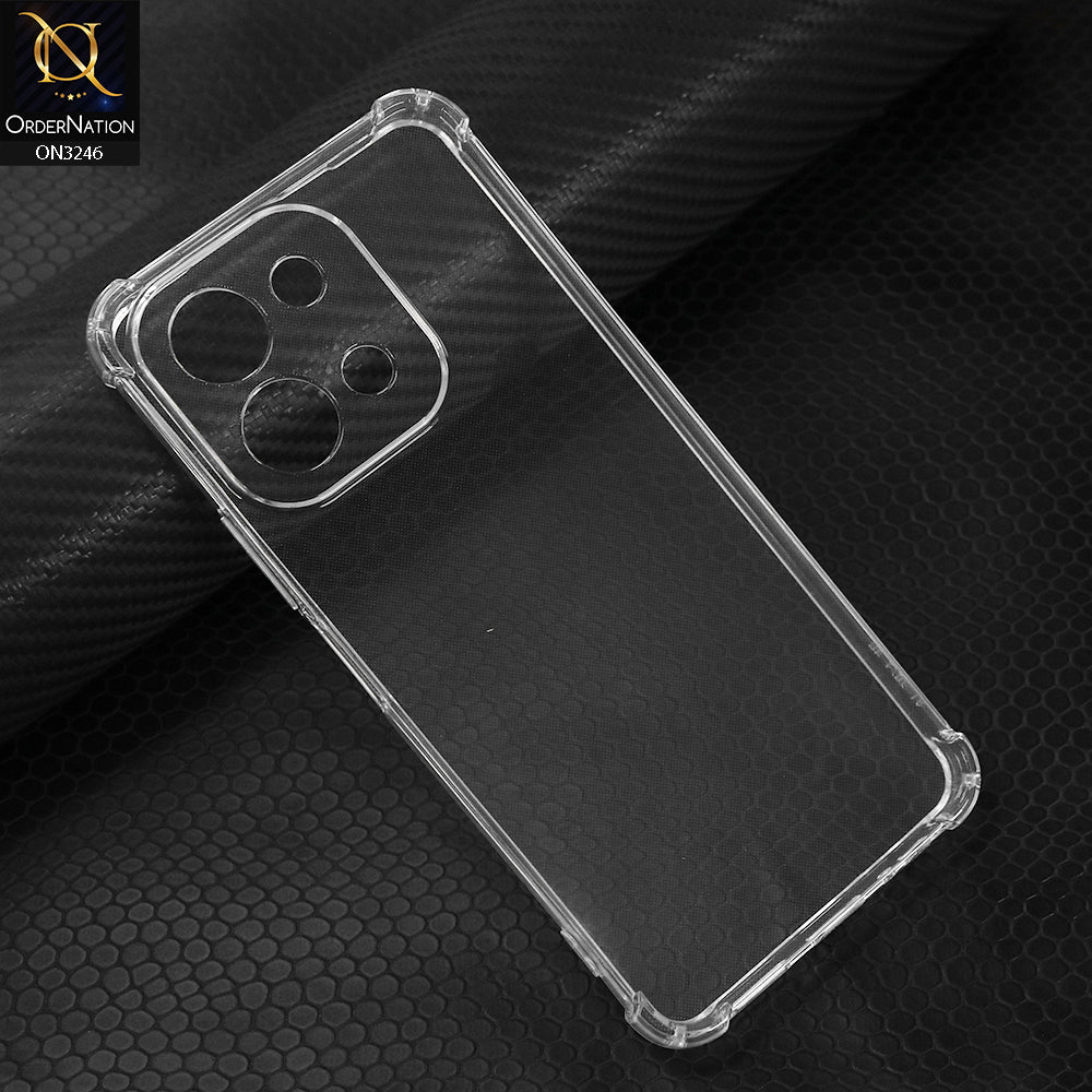 Vivo Y28 4G Cover - Transparent - Soft 4D Design Shockproof Silicone Transparent Clear Camera Protection Case