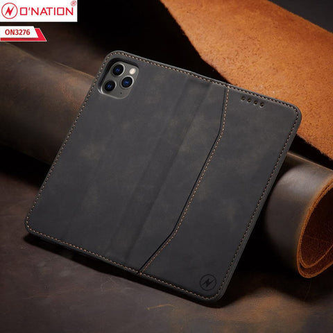 Oppo A74 Cover - Black - ONation Business Flip Series - Premium Magnetic Leather Wallet Flip book Card Slots Soft Case