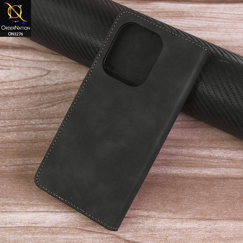 Tecno Camon 20 Cover - Black -  ONation Business Flip Series - Premium Magnetic Leather Wallet Flip book Card Slots Soft Case