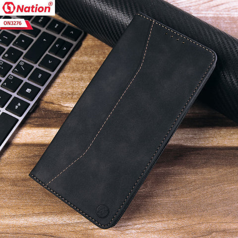 Vivo Y02A Cover - Black - ONation Business Flip Series - Premium Magnetic Leather Wallet Flip book Card Slots Soft Case