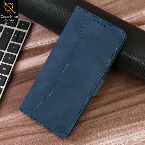 Samsung Galaxy S23 Ultra 5G Cover - Blue - ONation Business Flip Series - Premium Magnetic Leather Wallet Flip book Card Slots Soft Case