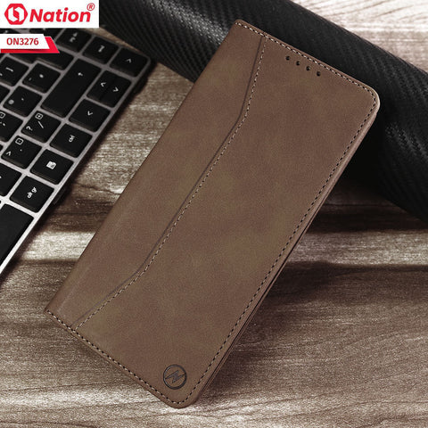 Samsung Galaxy M04 4G Cover - Light Brown - ONation Business Flip Series - Premium Magnetic Leather Wallet Flip book Card Slots Soft Case
