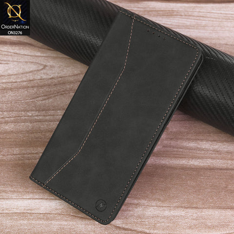 Realme 13 Plus 5G Cover - Black -  ONation Business Flip Series - Premium Magnetic Leather Wallet Flip book Card Slots Soft Case