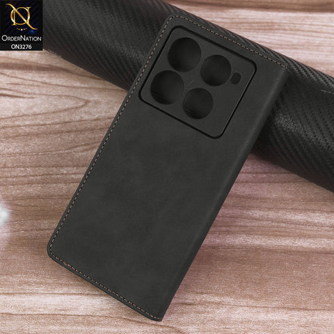 Infinix Note 40 Pro Plus Cover - Black -  ONation Business Flip Series - Premium Magnetic Leather Wallet Flip book Card Slots Soft Case