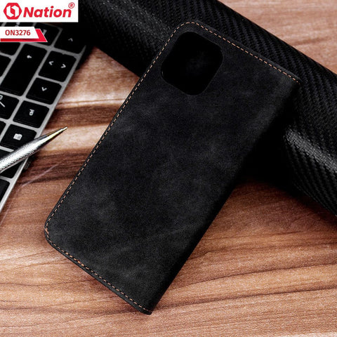 Xiaomi Redmi 12 Cover - Black - ONation Business Flip Series - Premium Magnetic Leather Wallet Flip book Card Slots Soft Case