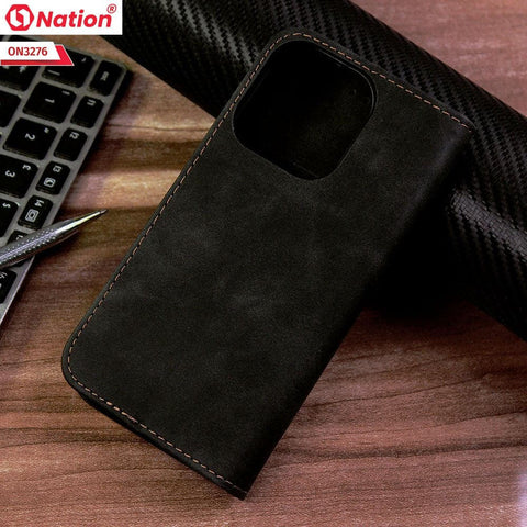 Xiaomi Redmi 12C Cover - Black - ONation Business Flip Series - Premium Magnetic Leather Wallet Flip book Card Slots Soft Case