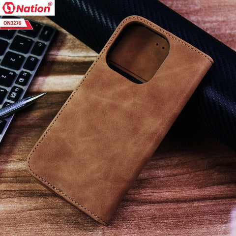 Xiaomi Redmi 12C Cover - Light Brown - ONation Business Flip Series - Premium Magnetic Leather Wallet Flip book Card Slots Soft Case