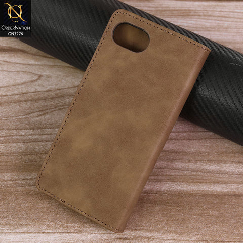 iPhone 16e Cover - Light Brown -  ONation Business Flip Series - Premium Magnetic Leather Wallet Flip book Card Slots Soft Case