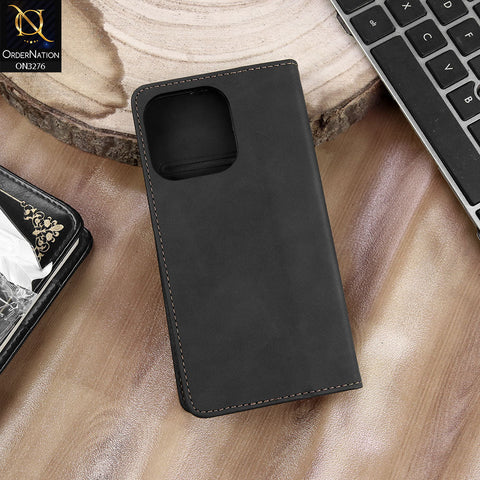 iPhone 16 Pro Cover - Black - ONation Business Flip Series - Premium Magnetic Leather Wallet Flip book Card Slots Soft Case