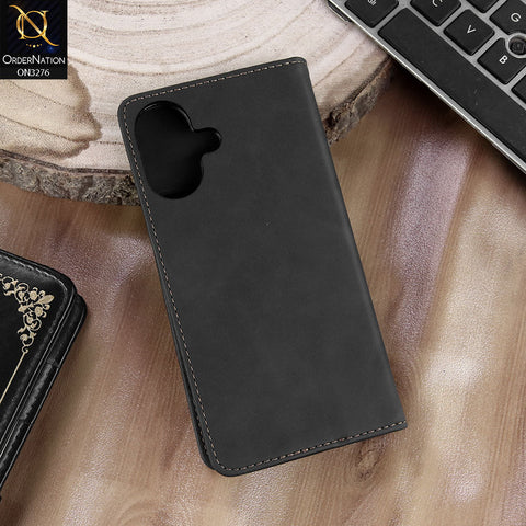 iPhone 16 Plus Cover - Black - ONation Business Flip Series - Premium Magnetic Leather Wallet Flip book Card Slots Soft Case