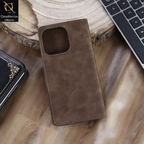 iPhone 16 Pro Max Cover - Dark Brown - ONation Business Flip Series - Premium Magnetic Leather Wallet Flip book Card Slots Soft Case