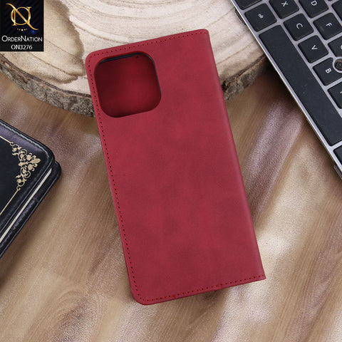 iPhone 16 Pro Max Cover - Red - ONation Business Flip Series - Premium Magnetic Leather Wallet Flip book Card Slots Soft Case