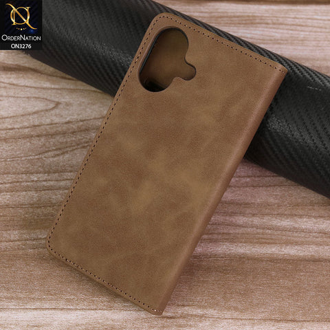 iPhone 17 Cover - Light Brown -  ONation Business Flip Series - Premium Magnetic Leather Wallet Flip book Card Slots Soft Case