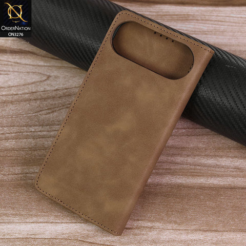 iPhone 17 Air Cover - Light Brown -  ONation Business Flip Series - Premium Magnetic Leather Wallet Flip book Card Slots Soft Case
