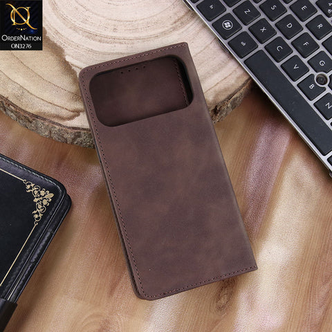 iPhone 17 Pro Max Cover - Dark Brown - ONation Business Flip Series - Premium Magnetic Leather Wallet Flip book Card Slots Soft Case