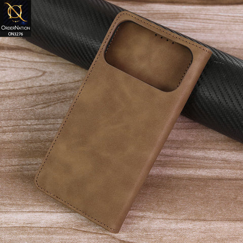 iPhone 17 Pro Max Cover - Light Brown -  ONation Business Flip Series - Premium Magnetic Leather Wallet Flip book Card Slots Soft Case