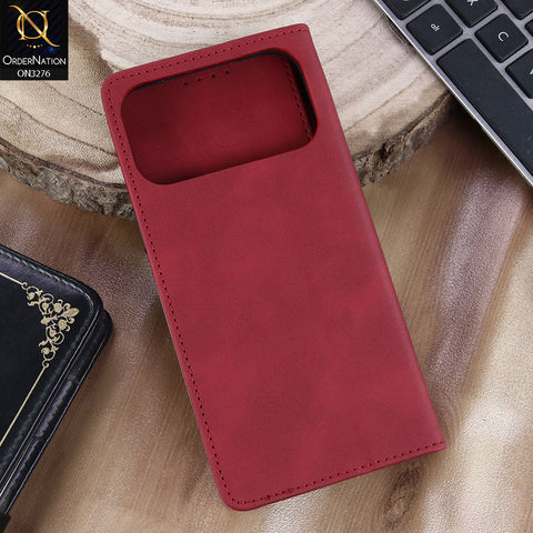 iPhone 17 Pro Max Cover - Red - ONation Business Flip Series - Premium Magnetic Leather Wallet Flip book Card Slots Soft Case