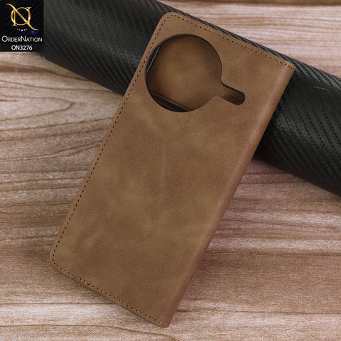 Xiaomi Redmi K80 Pro Cover - Light Brown -  ONation Business Flip Series - Premium Magnetic Leather Wallet Flip book Card Slots Soft Case
