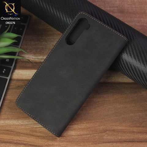 OnePlus Nord Cover - Black - ONation Business Flip Series - Premium Magnetic Leather Wallet Flip book Card Slots Soft Case