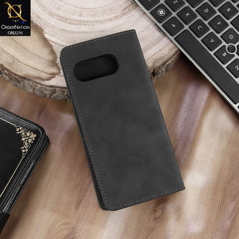Google Pixel 9a Cover - Black - ONation Business Flip Series - Premium Magnetic Leather Wallet Flip book Card Slots Soft Case