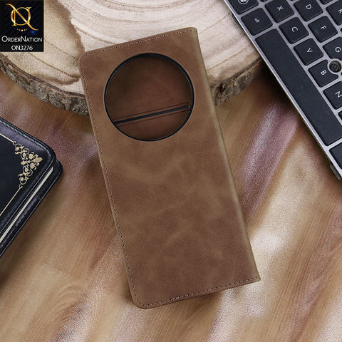 Xiaomi Redmi 14C Cover - Light Brown - ONation Business Flip Series - Premium Magnetic Leather Wallet Flip book Card Slots Soft Case
