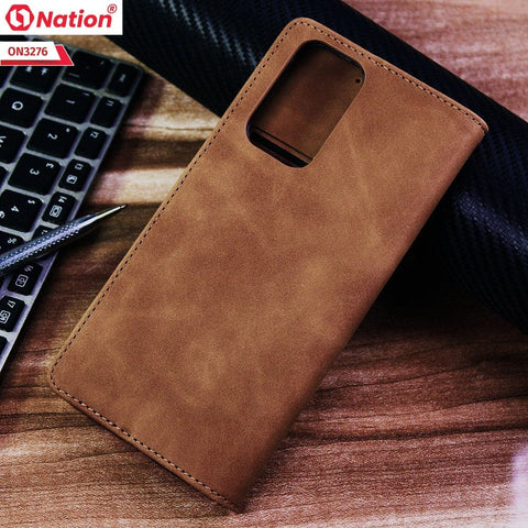 Vivo V20 Cover - Light Brown - ONation Business Flip Series - Premium Magnetic Leather Wallet Flip book Card Slots Soft Case