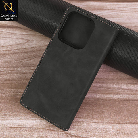 Xiaomi Redmi Note 14 4G Cover - Black -  ONation Business Flip Series - Premium Magnetic Leather Wallet Flip book Card Slots Soft Case