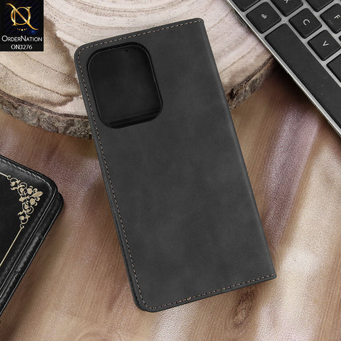 Oppo Reno 13 Cover - Black - ONation Business Flip Series - Premium Magnetic Leather Wallet Flip book Card Slots Soft Case