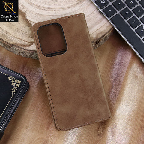 Oppo Reno 13 Cover - Light Brown - ONation Business Flip Series - Premium Magnetic Leather Wallet Flip book Card Slots Soft Case