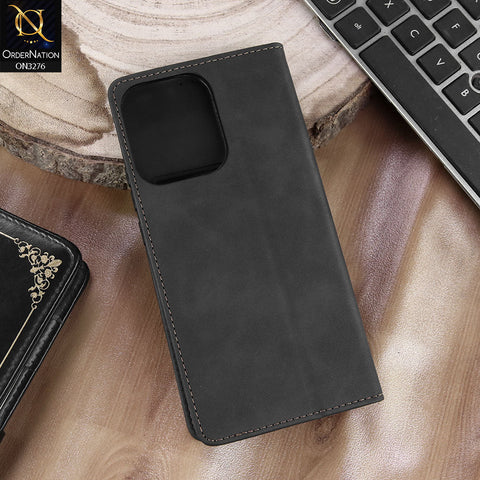 Oppo Reno 14F Cover - Black - ONation Business Flip Series - Premium Magnetic Leather Wallet Flip book Card Slots Soft Case