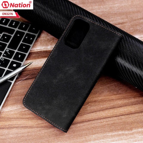Oppo F19s Cover - Black - ONation Business Flip Series - Premium Magnetic Leather Wallet Flip book Card Slots Soft Case