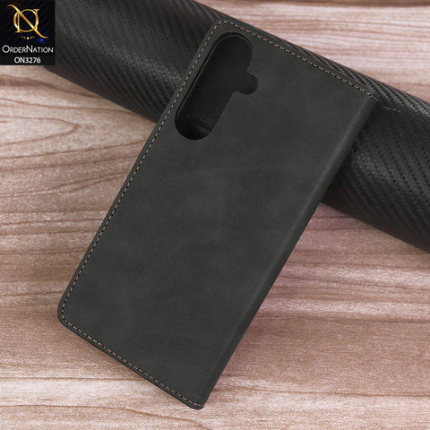 Samsung Galaxy S24 FE Cover - Black -  ONation Business Flip Series - Premium Magnetic Leather Wallet Flip book Card Slots Soft Case