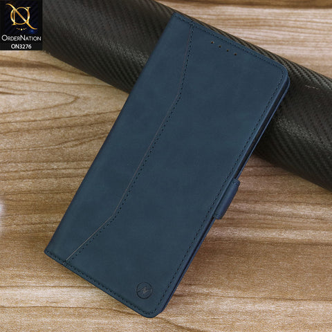 Samsung Galaxy S25 Ultra Cover - Blue -  ONation Business Flip Series - Premium Magnetic Leather Wallet Flip book Card Slots Soft Case