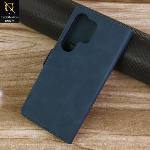 Samsung Galaxy S25 Ultra Cover - Blue -  ONation Business Flip Series - Premium Magnetic Leather Wallet Flip book Card Slots Soft Case
