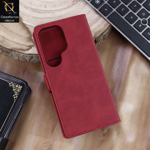 Samsung Galaxy S26 Ultra Cover - Red - ONation Business Flip Series - Premium Magnetic Leather Wallet Flip book Card Slots Soft Case