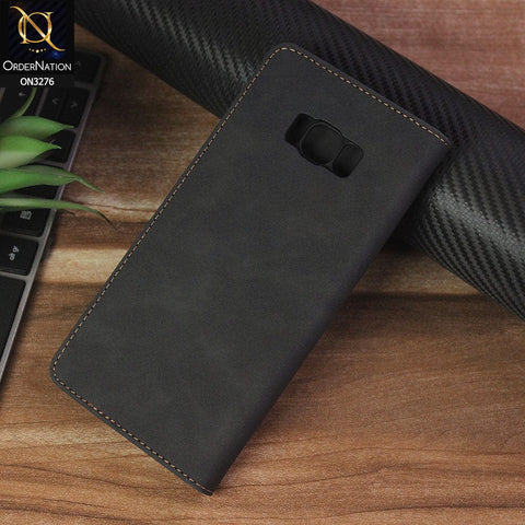 Samsung Galaxy S8 Plus Cover - Black - ONation Business Flip Series - Premium Magnetic Leather Wallet Flip book Card Slots Soft Case