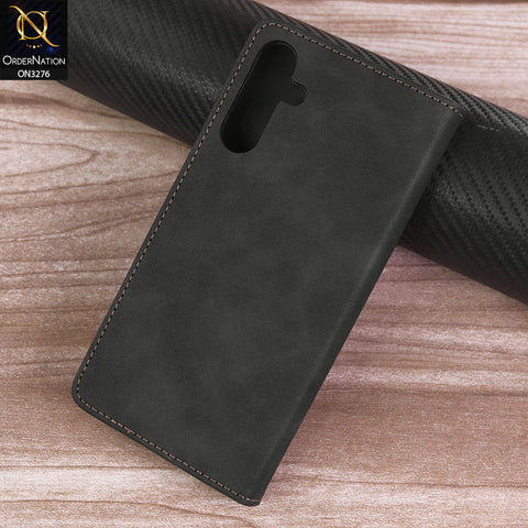 Samsung Galaxy A15 4G Cover - Black -  ONation Business Flip Series - Premium Magnetic Leather Wallet Flip book Card Slots Soft Case