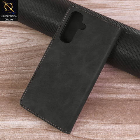 Samsung Galaxy A26  Cover - Black -  ONation Business Flip Series - Premium Magnetic Leather Wallet Flip book Card Slots Soft Case