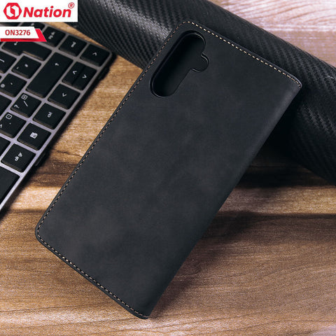 Samsung Galaxy A54 Cover - Black - ONation Business Flip Series - Premium Magnetic Leather Wallet Flip book Card Slots Soft Case