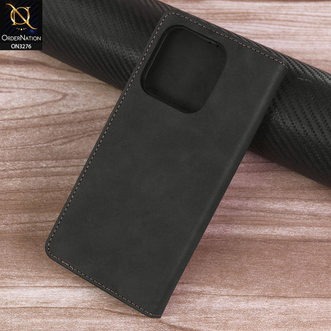 Infinix Hot 50i Cover - Black -  ONation Business Flip Series - Premium Magnetic Leather Wallet Flip book Card Slots Soft Case