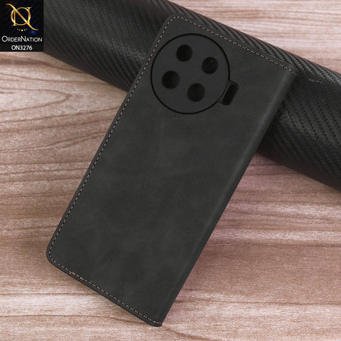 Tecno Spark 20 Pro Plus Cover - Black -  ONation Business Flip Series - Premium Magnetic Leather Wallet Flip book Card Slots Soft Case